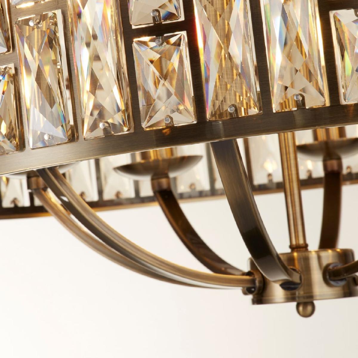 Bijou 8 Light Antique Brass and Glass Pendant Ceiling Light – image 3