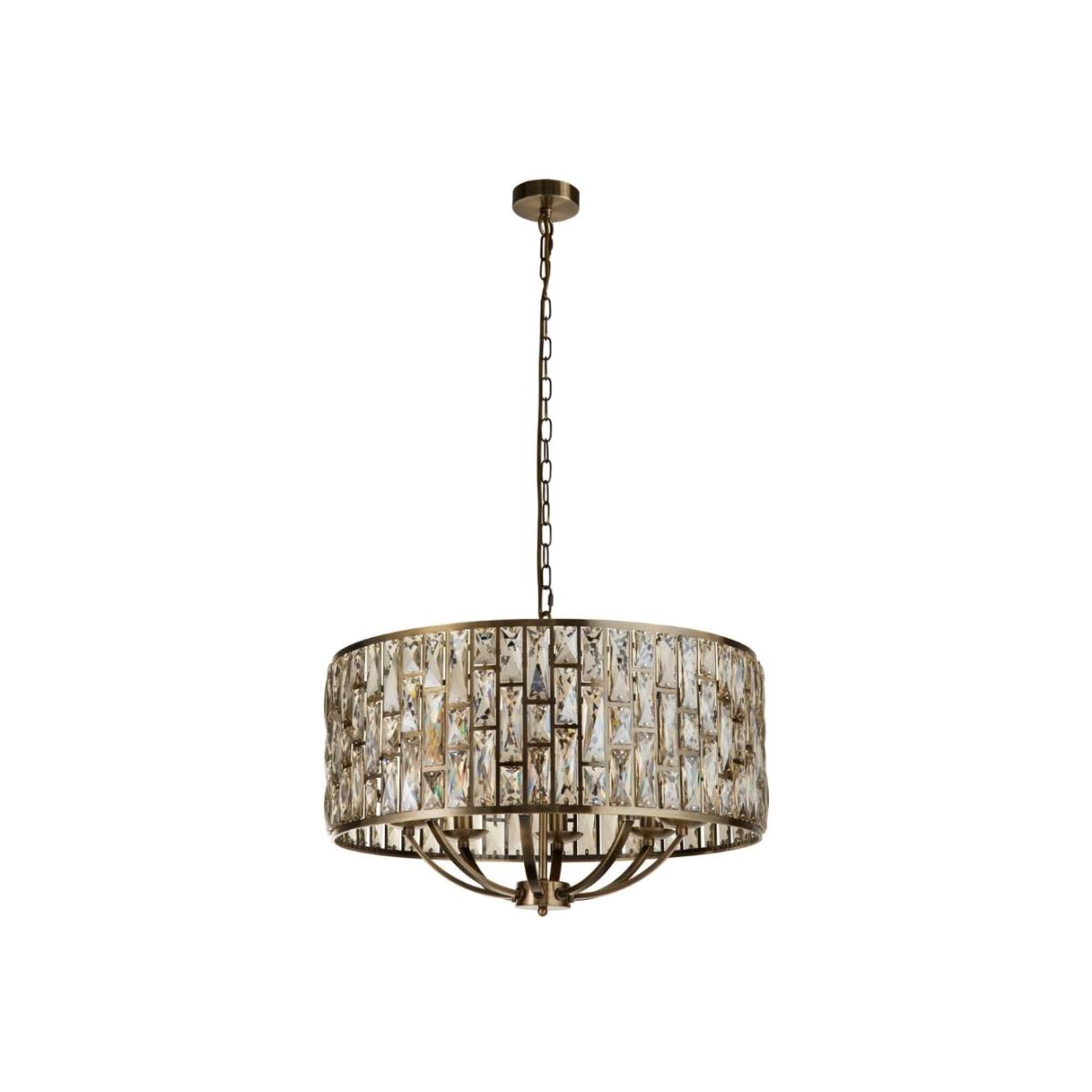 Bijou 8 Light Antique Brass and Glass Pendant Ceiling Light – image 1