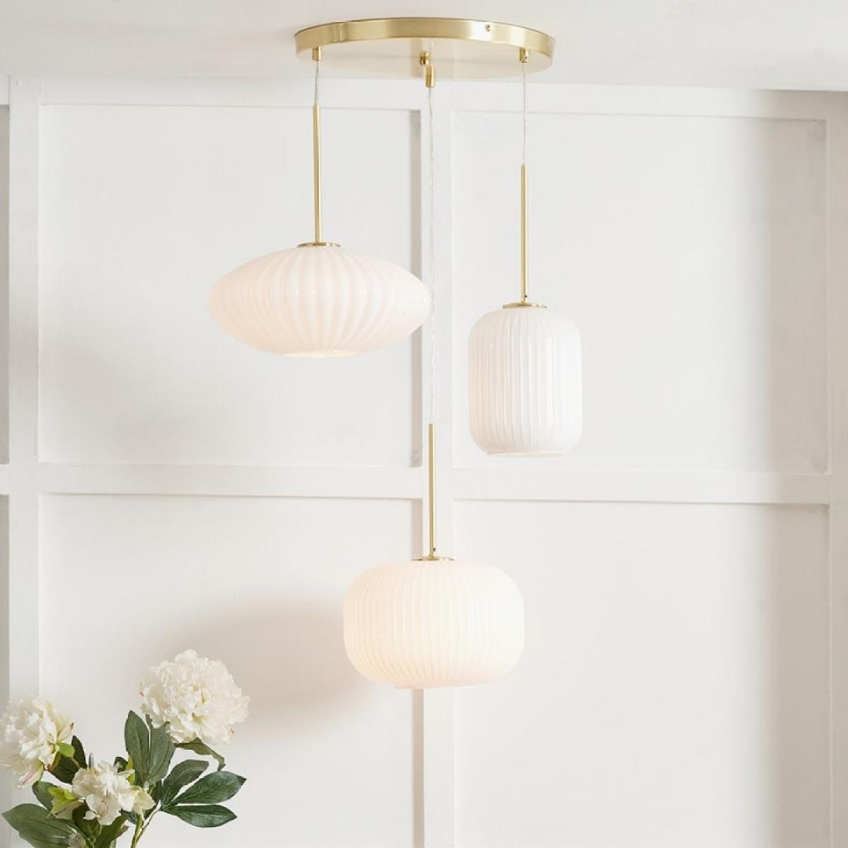 Alexa 3 Light White and Gold Pendant Ceiling Light – image 1
