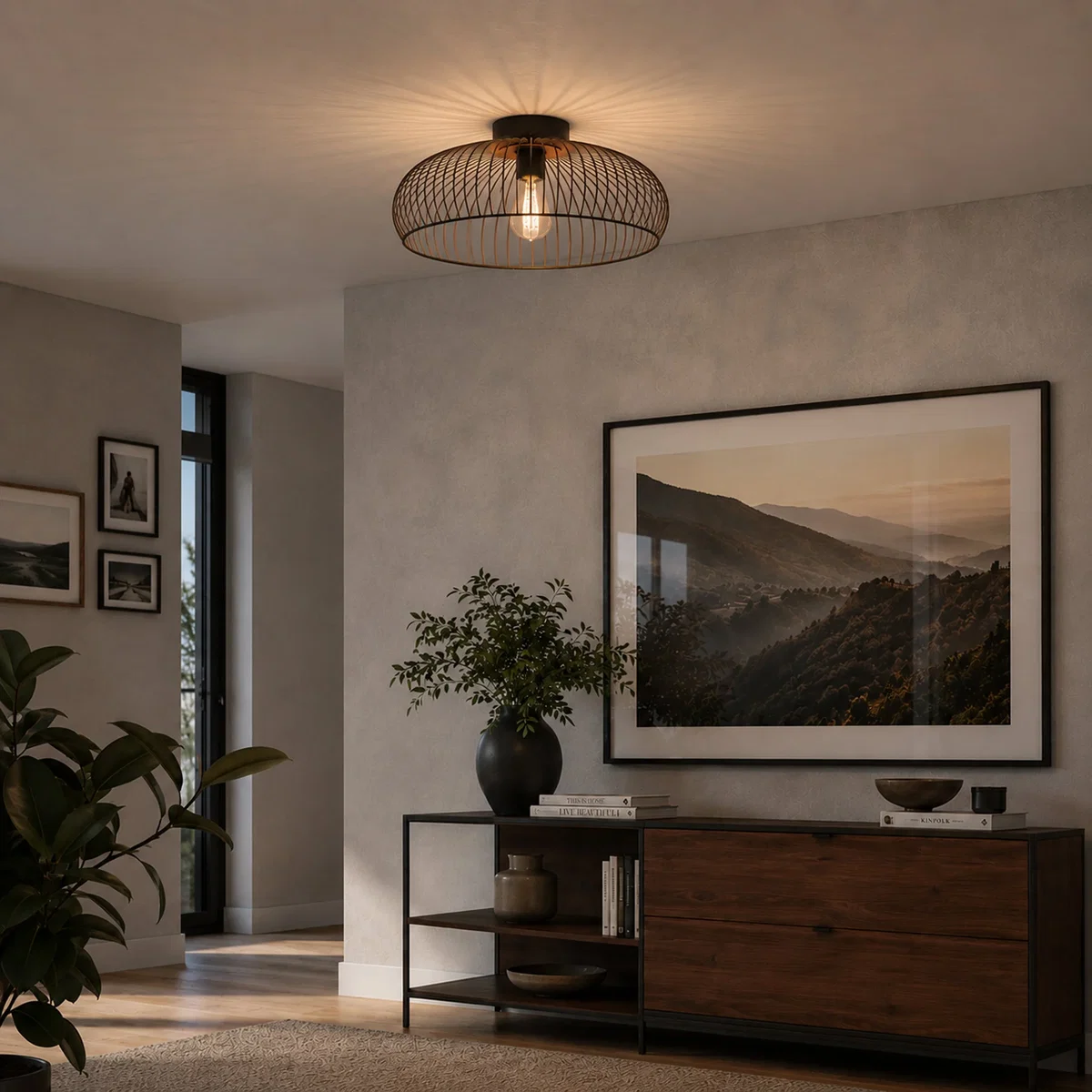 Almanzora Black Flush Ceiling Light – image 1