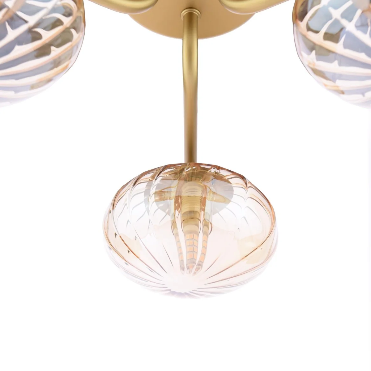 Ede 3 Light Satin Gold & Amber Glass Semi-Flush Ceiling Light – image 5