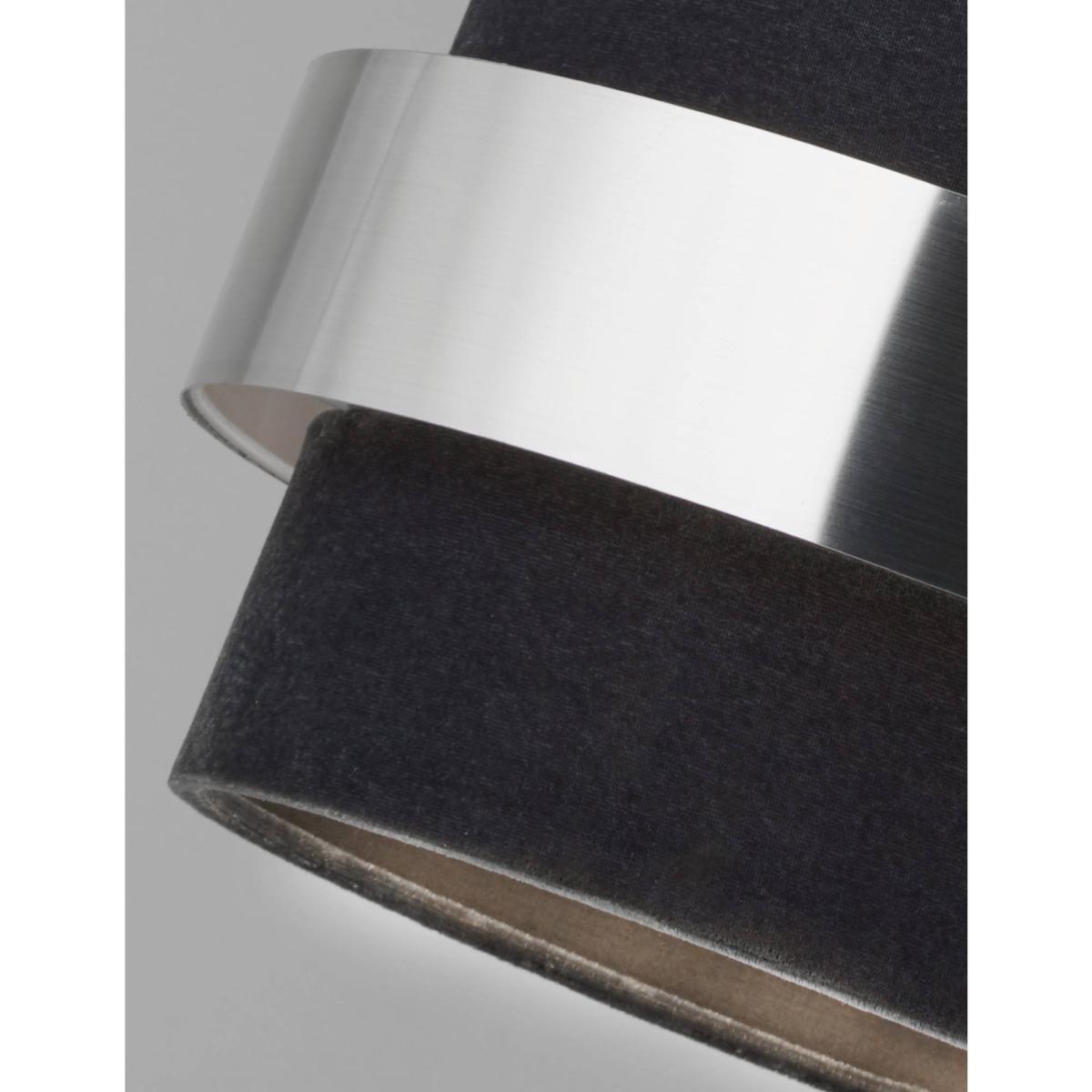 Odell 30cm Grey Velour Drum Shade with Chrome Band – image 2