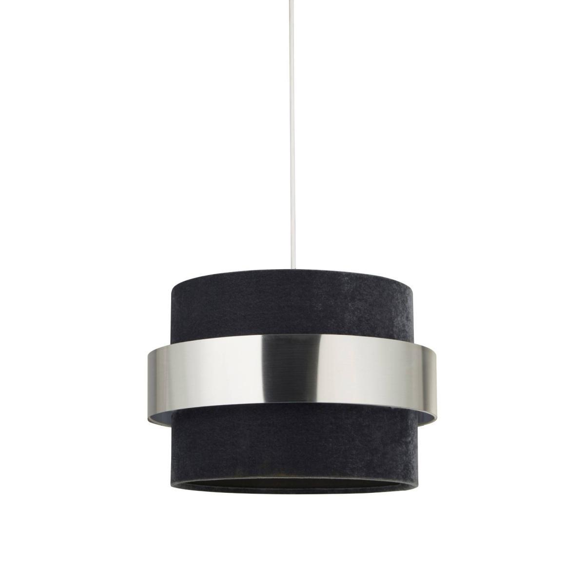 Odell 30cm Grey Velour Drum Shade with Chrome Band – image 3