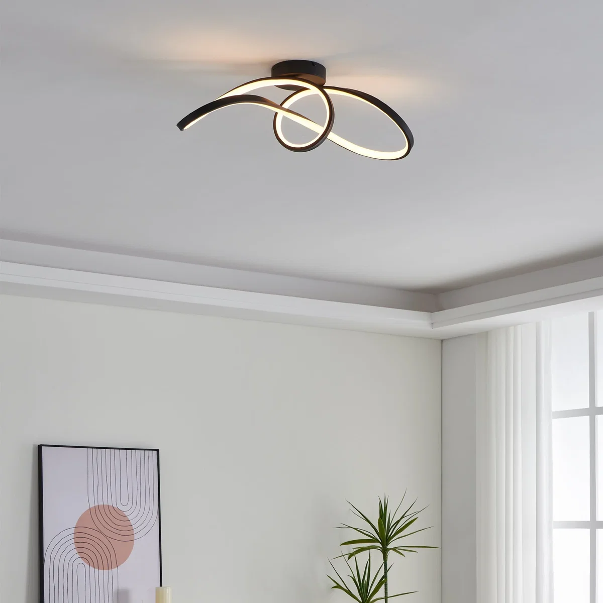 Calarossa-z Black LED Semi-Flush Ceiling Light – image 1