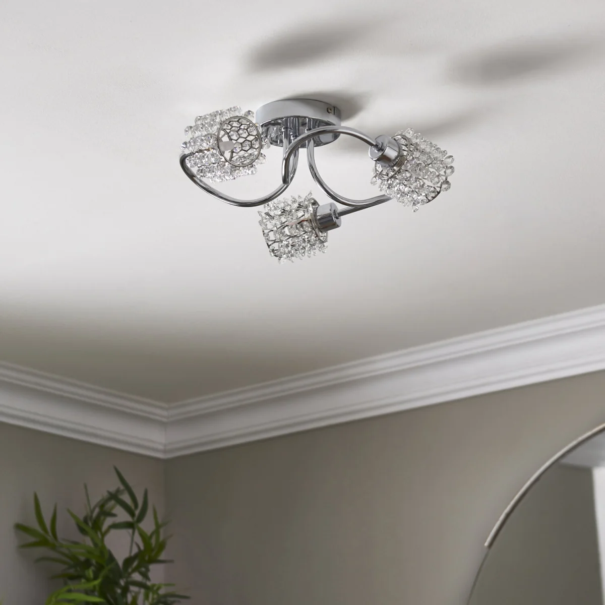 Katarina 3lt Flush Ceiling Light - Polished Chrome Plate And Clear Crystal Glass – image 4