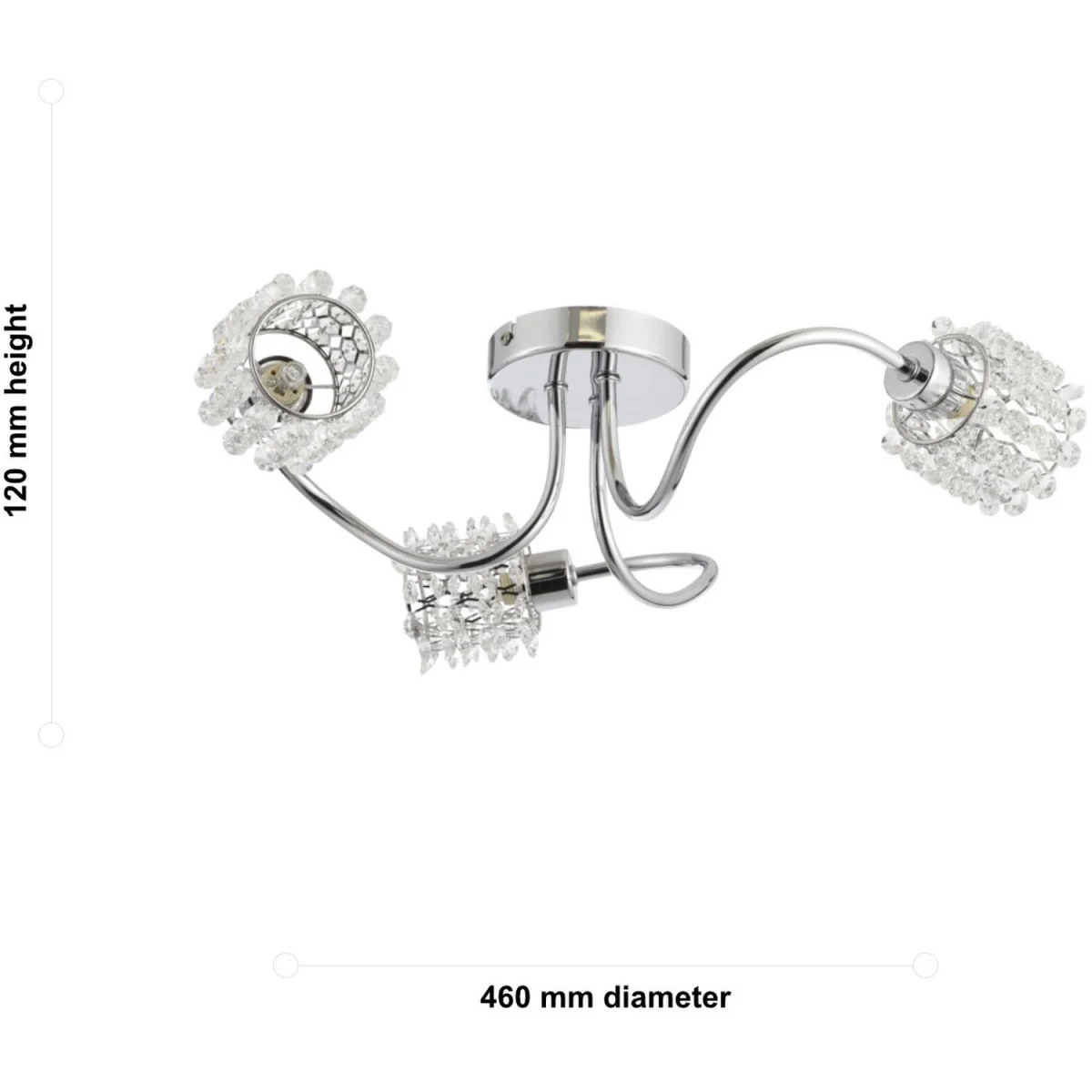 Katarina 3lt Flush Ceiling Light - Polished Chrome Plate And Clear Crystal Glass – image 5