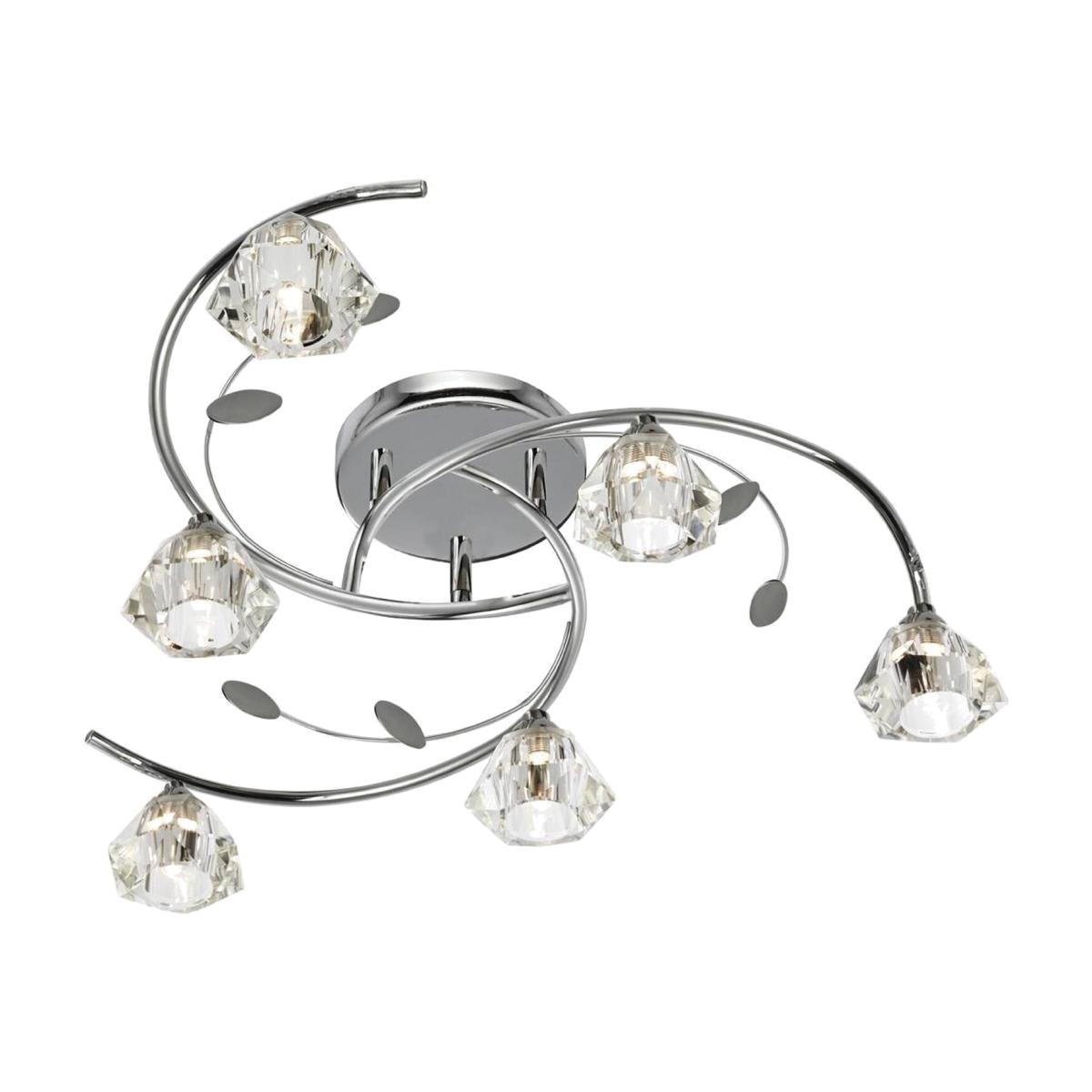 Sierra 6 Light Multi Arm Ceiling Semi Flush Light Chrome and Glass, G9 - Chrome