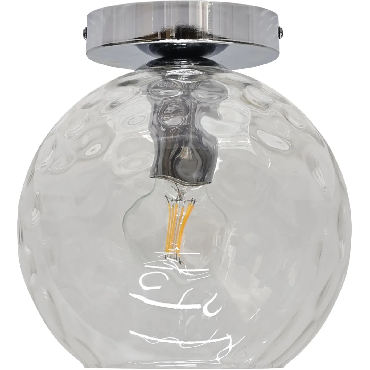 Set Of 2 Barnum Clear Dimple Glass Globe Chrome Ceiling Lights - Chrome & Clear – image 2