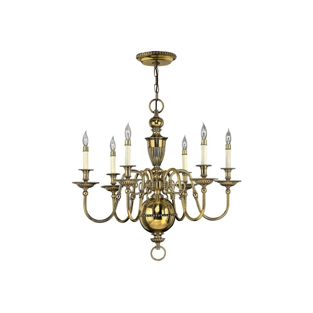 Cambridge 6 Light Chandelier Polished Brass Finish, E14 - Burnished Brass