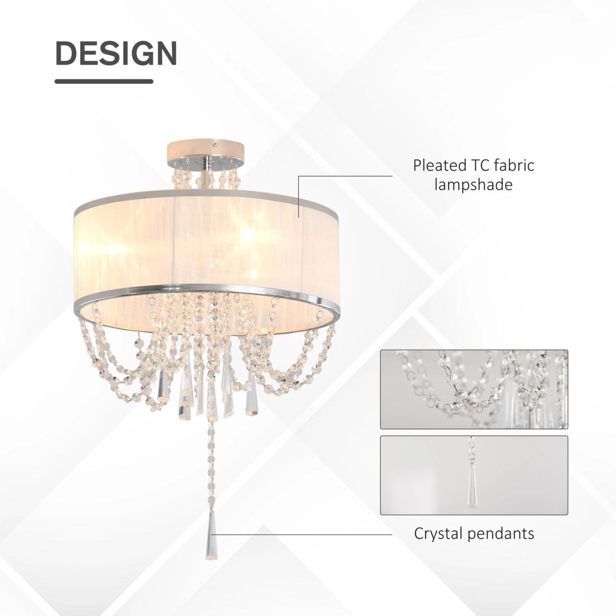Metal Ceiling Light with Crystal Pendant – image 6