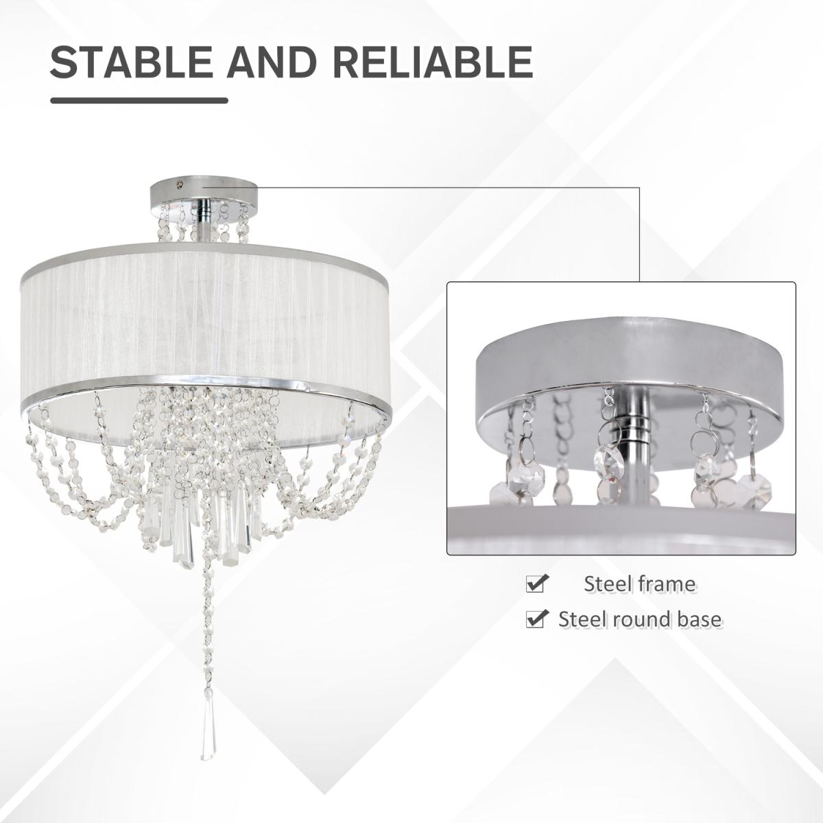 Metal Ceiling Light with Crystal Pendant – image 7