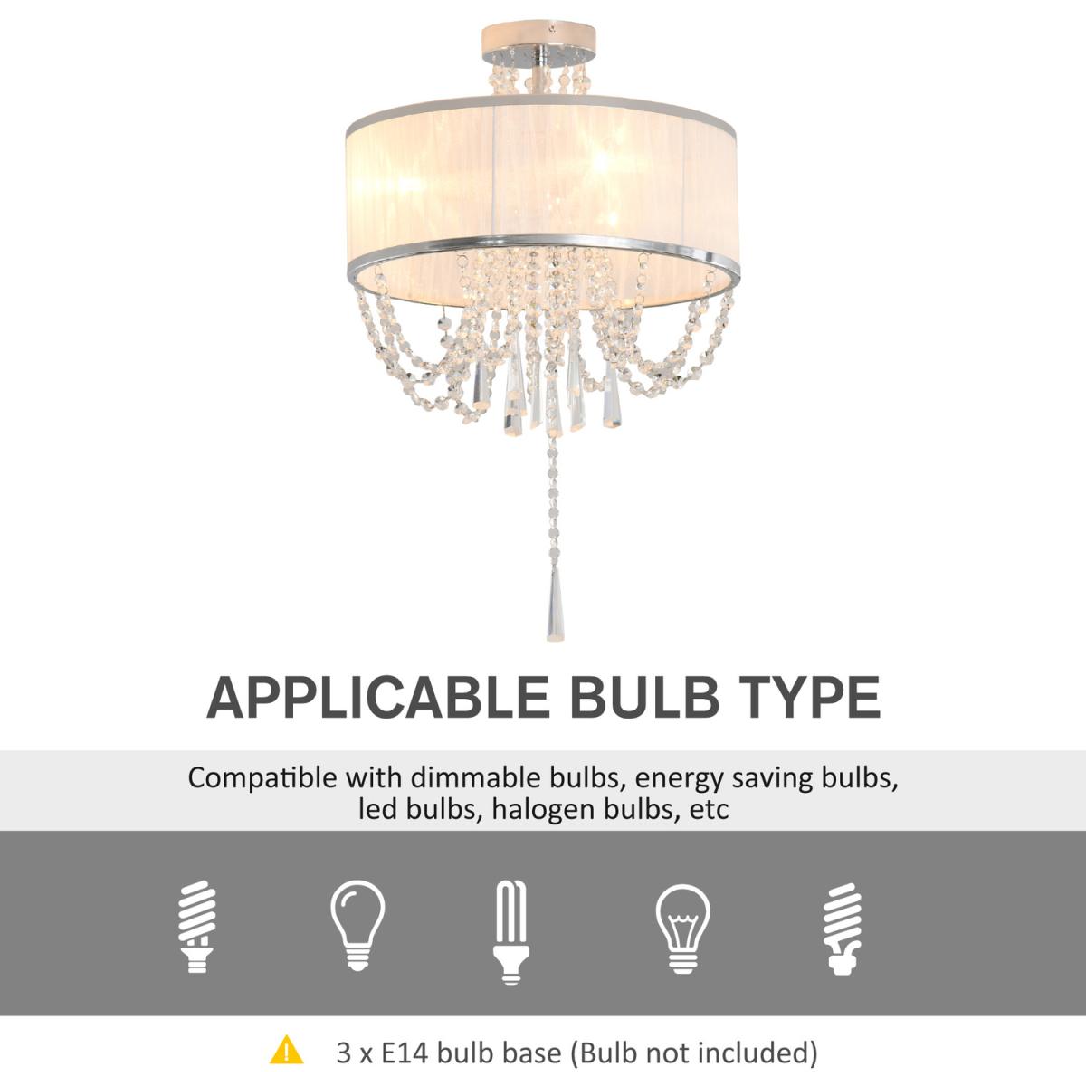 Metal Ceiling Light with Crystal Pendant – image 8