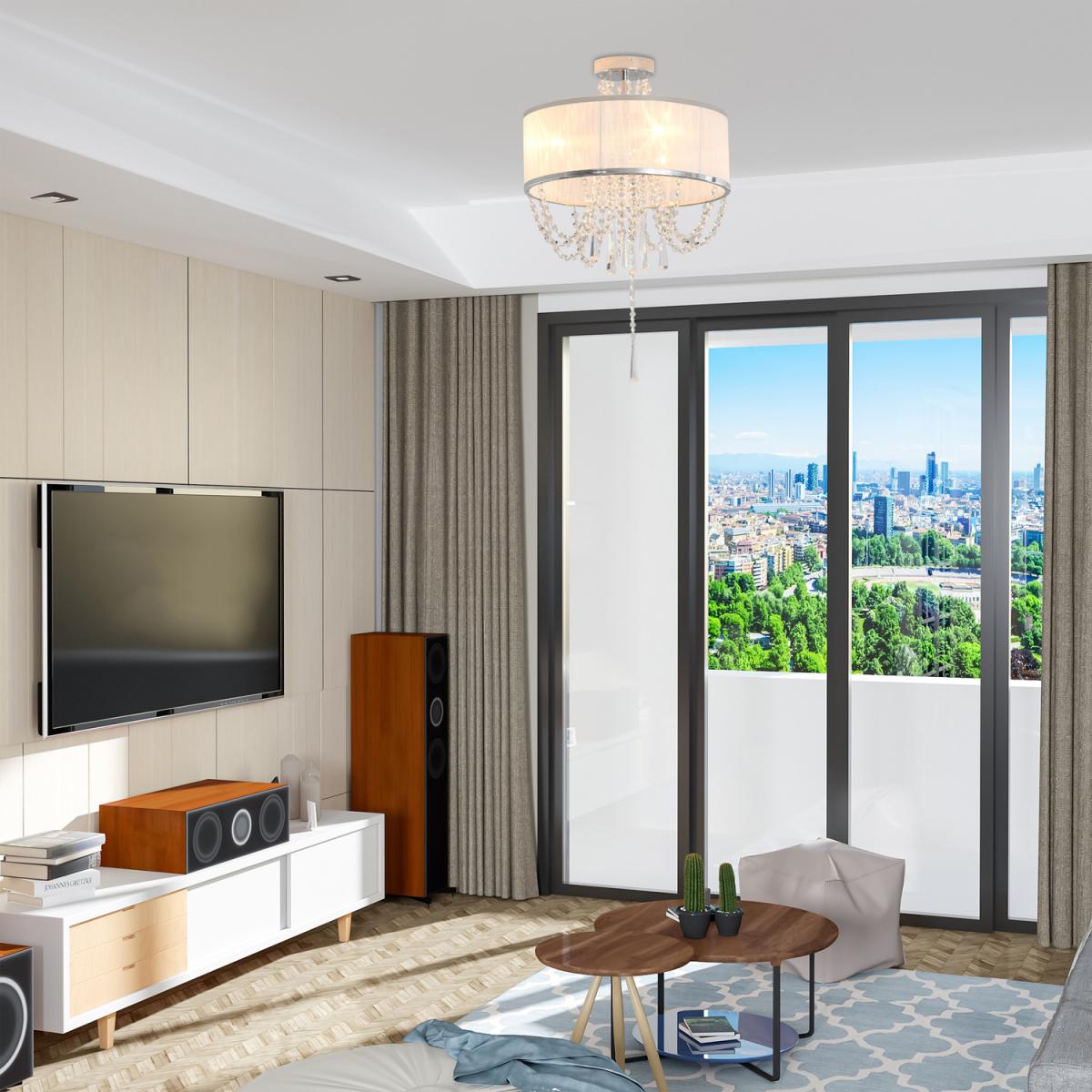Metal Ceiling Light with Crystal Pendant – image 9