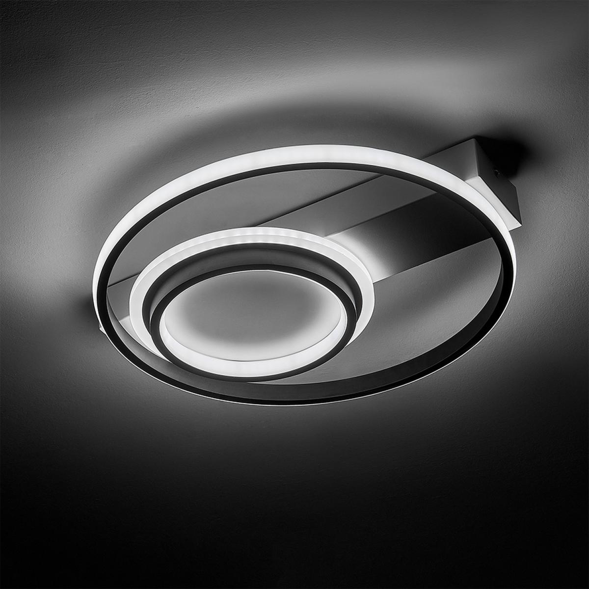 Round LED Semi Flush Light (Black frame) - Black / Cool White – image 3