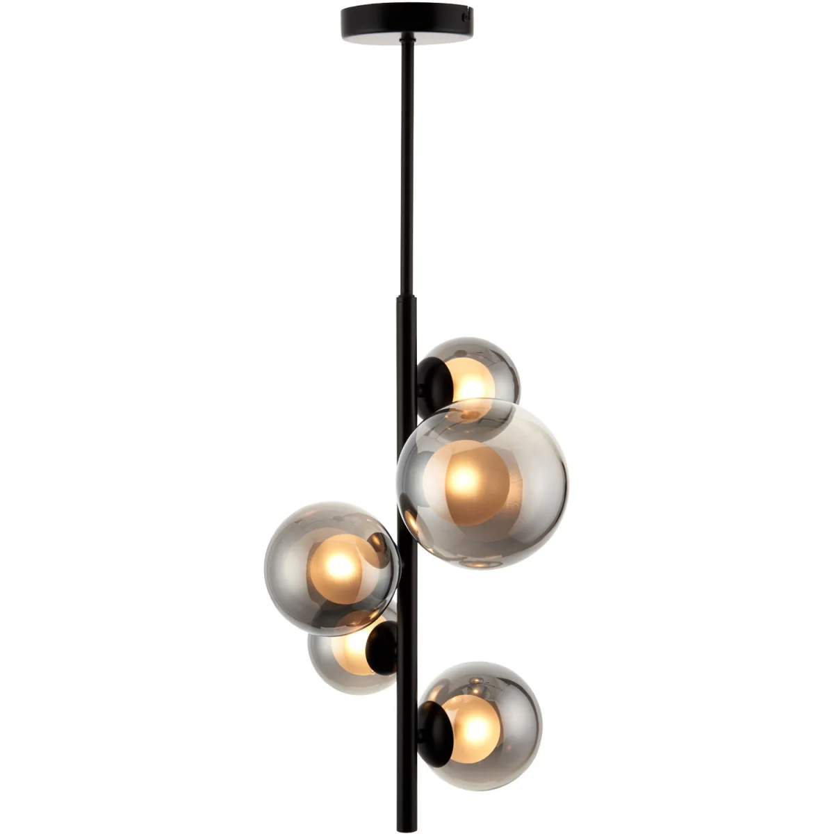 Set Of 2 Cole 5lt Ceiling Pendant Lights - Matt Black And Dark Smoked Glass – image 2