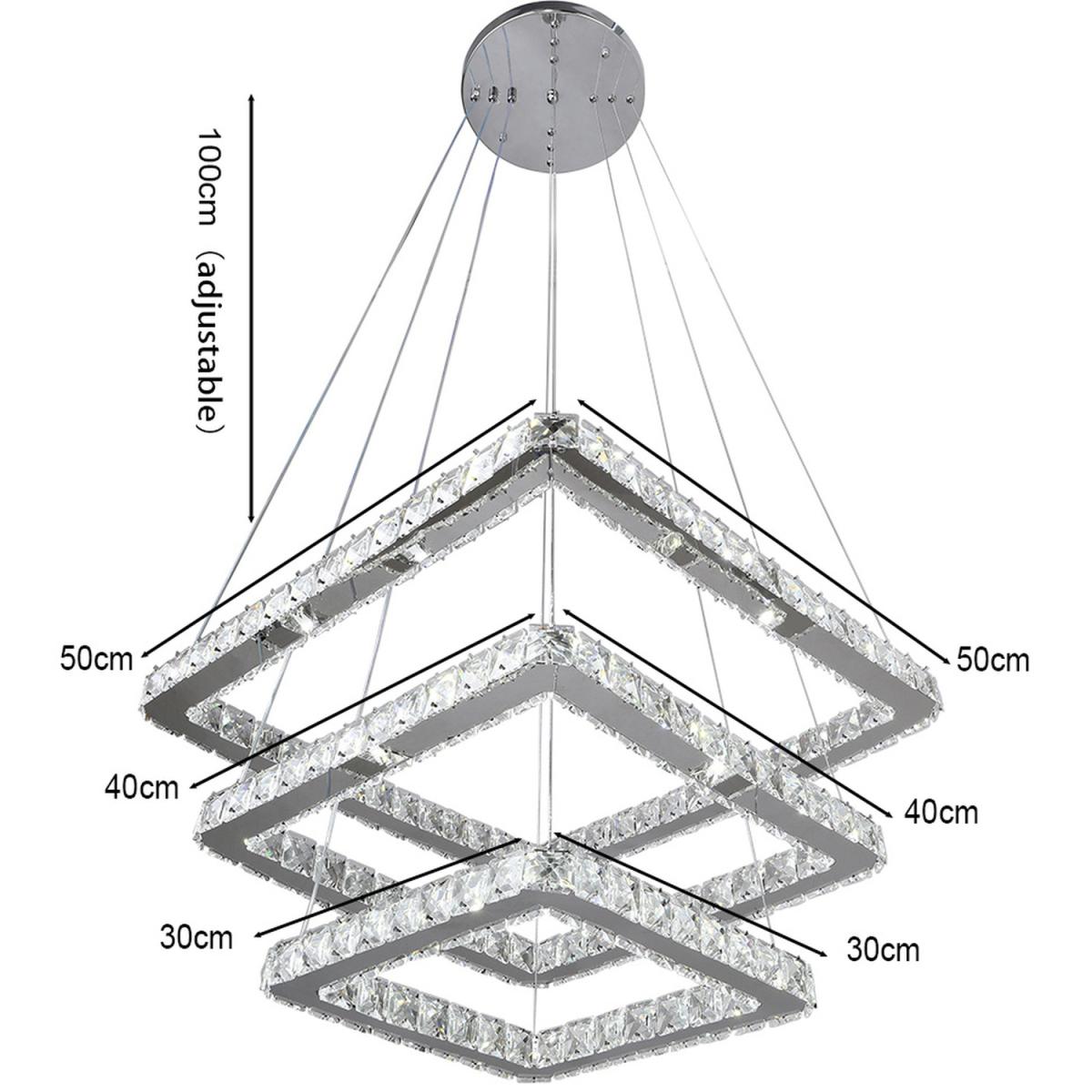 Squared Crystal LED Pendant Light - Cool White – image 3