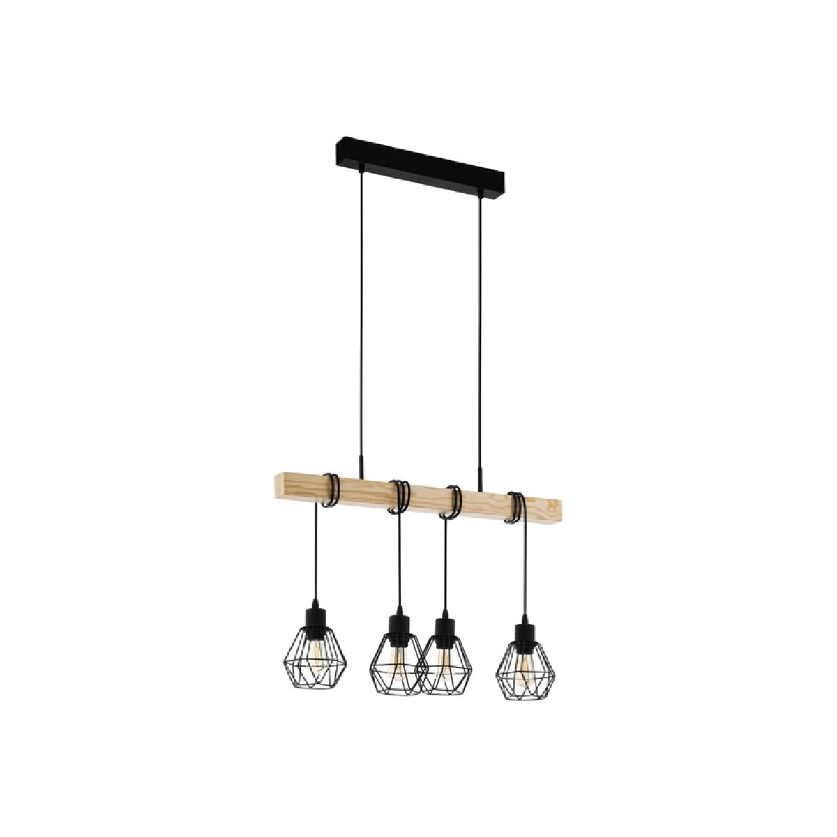 EGLO Townshend 5 Black Oak 4-Light Pendant - Black