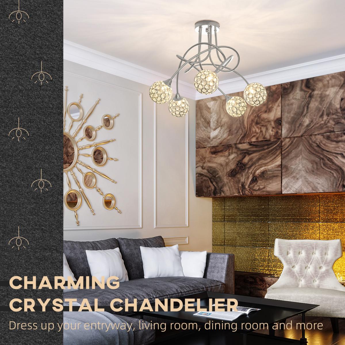 Modern Ball Chandelier Ceiling Light for Living Room - Silver – image 3
