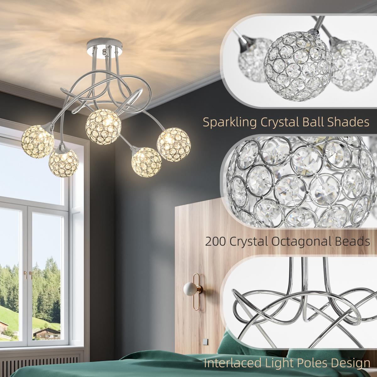 Modern Ball Chandelier Ceiling Light for Living Room - Silver – image 4