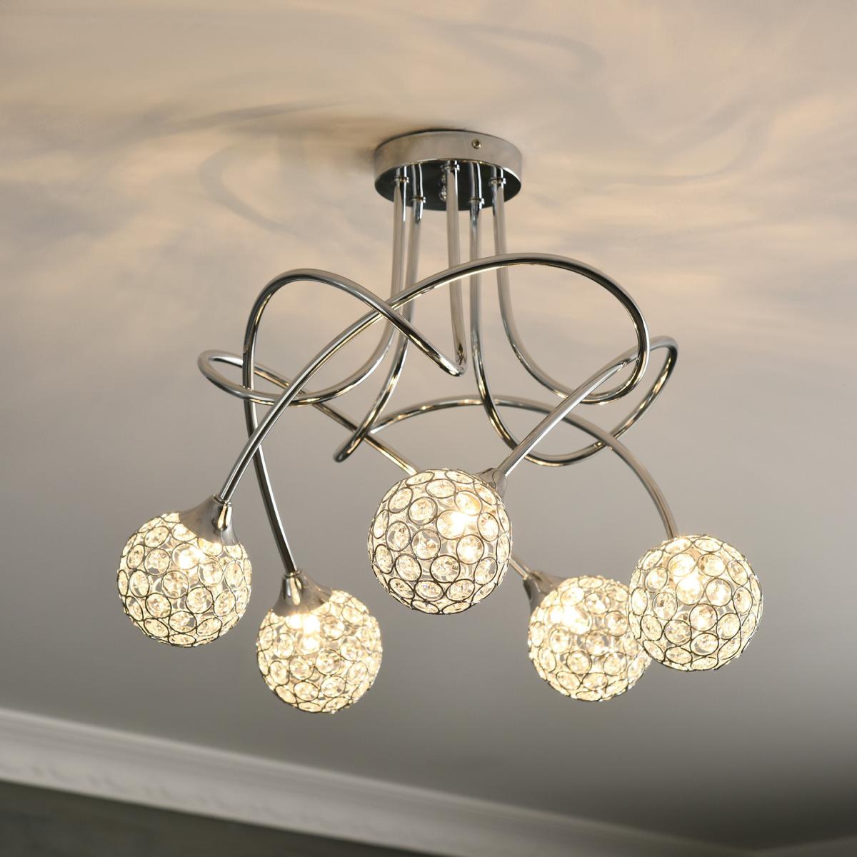 Modern Ball Chandelier Ceiling Light for Living Room - Silver – image 7