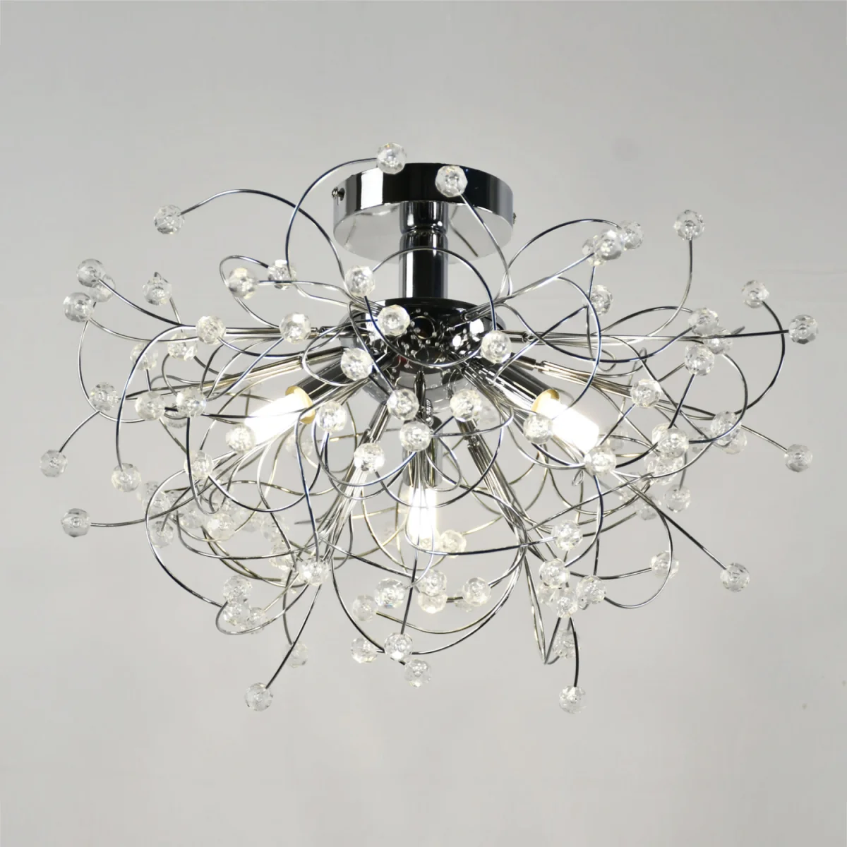 Burst Flush Ceiling Light - Polished Chrome Plate And Clear Beaded Acrylic – image 4