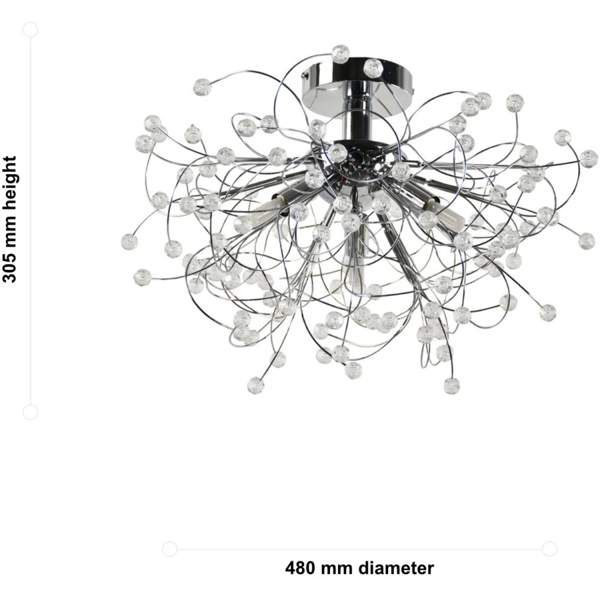 Burst Flush Ceiling Light - Polished Chrome Plate And Clear Beaded Acrylic – image 7