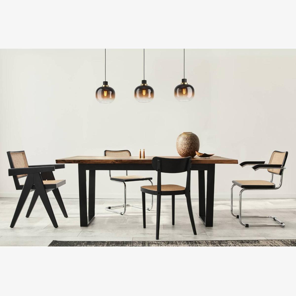 EGLO Oilella Linear Black and Brown Glass Pendant Light - Black, Brass