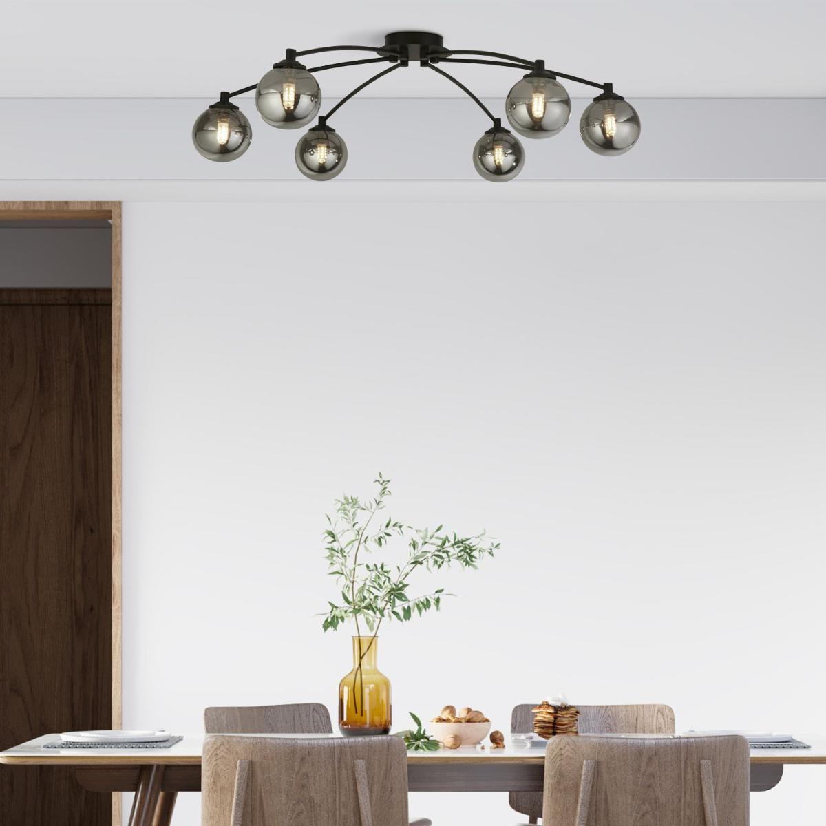 Smoke and Black 6 Light Ceiling Fitting - Black – image 2