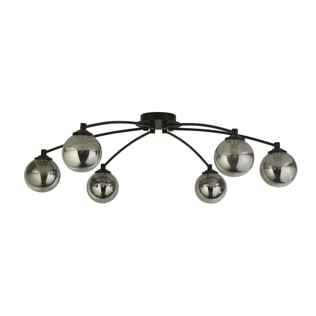 Smoke and Black 6 Light Ceiling Fitting - Black – image 4