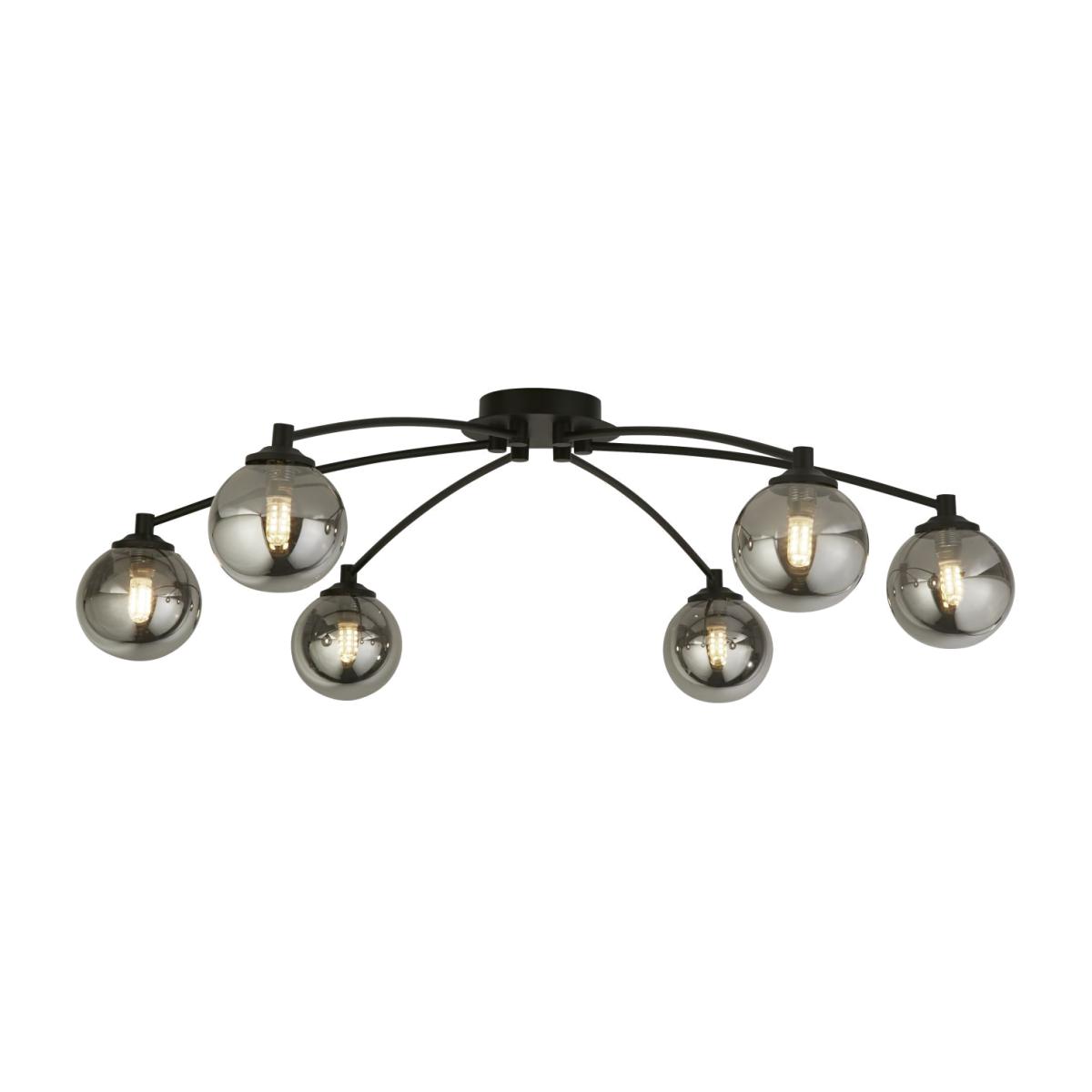 Smoke and Black 6 Light Ceiling Fitting - Black – image 1