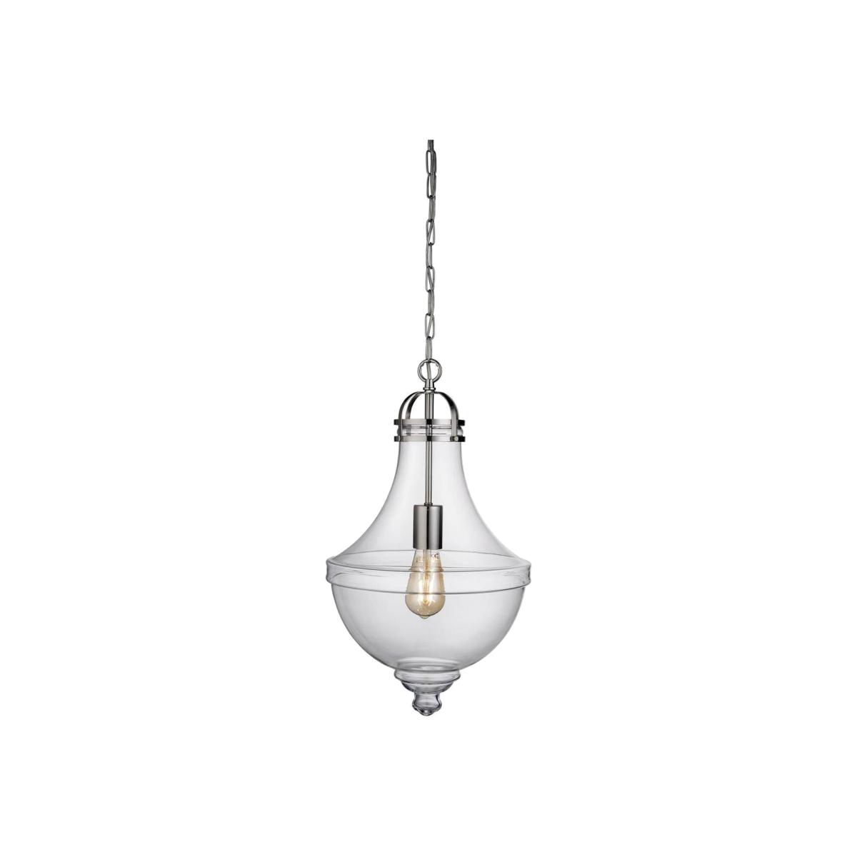 Cairo 1 Light Pendant Satin Silver, Glass Shade, E27 - Satin Silver