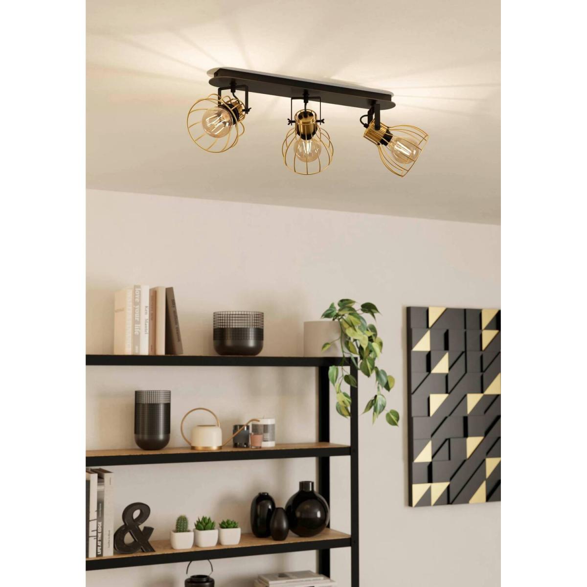 Eglo Sambatello IP20 Brushed Brass 260 mm 3 Ceiling Spotlight - Black – image 2