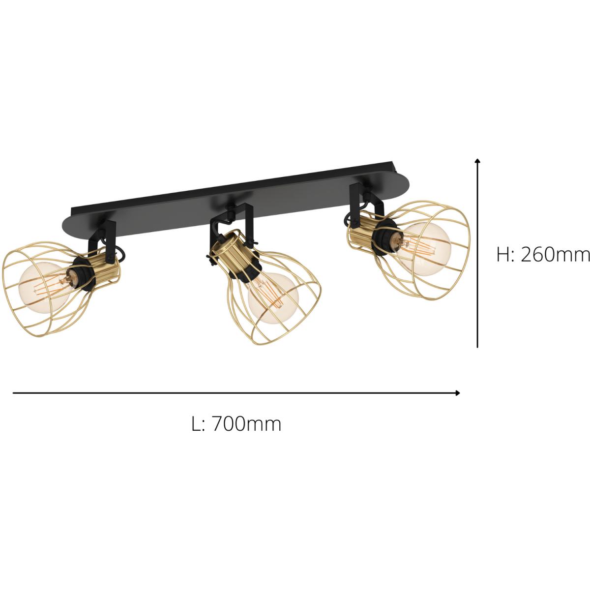 Eglo Sambatello IP20 Brushed Brass 260 mm 3 Ceiling Spotlight - Black – image 3
