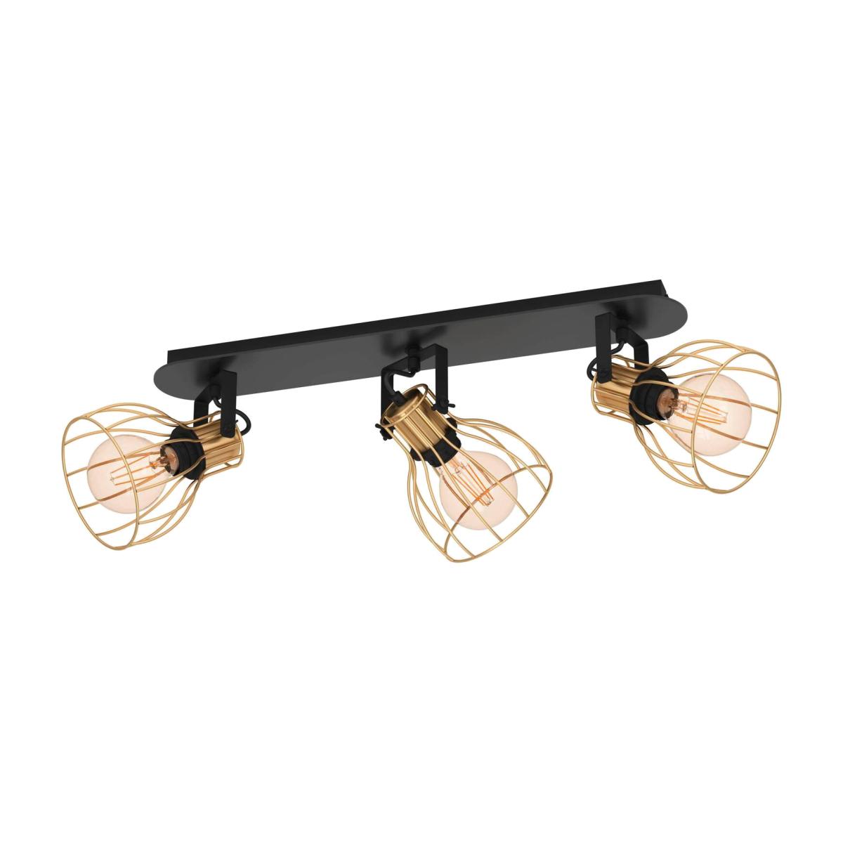 Eglo Sambatello IP20 Brushed Brass 260 mm 3 Ceiling Spotlight - Black – image 1