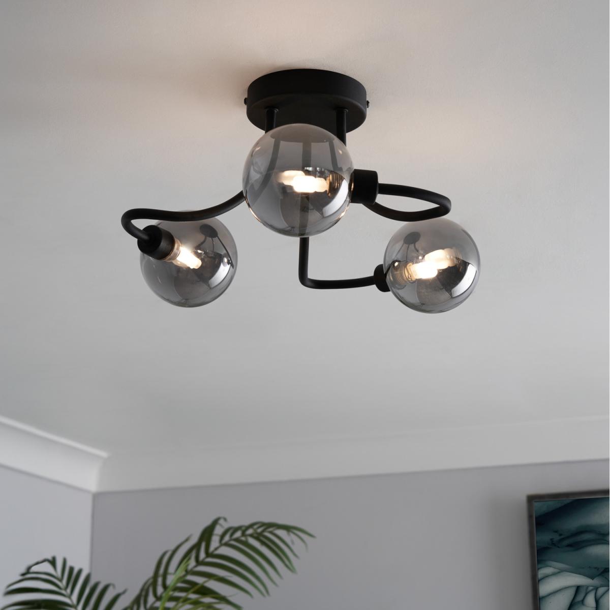 Balu 3 Arm Industrial Style Flush Light - Black – image 2