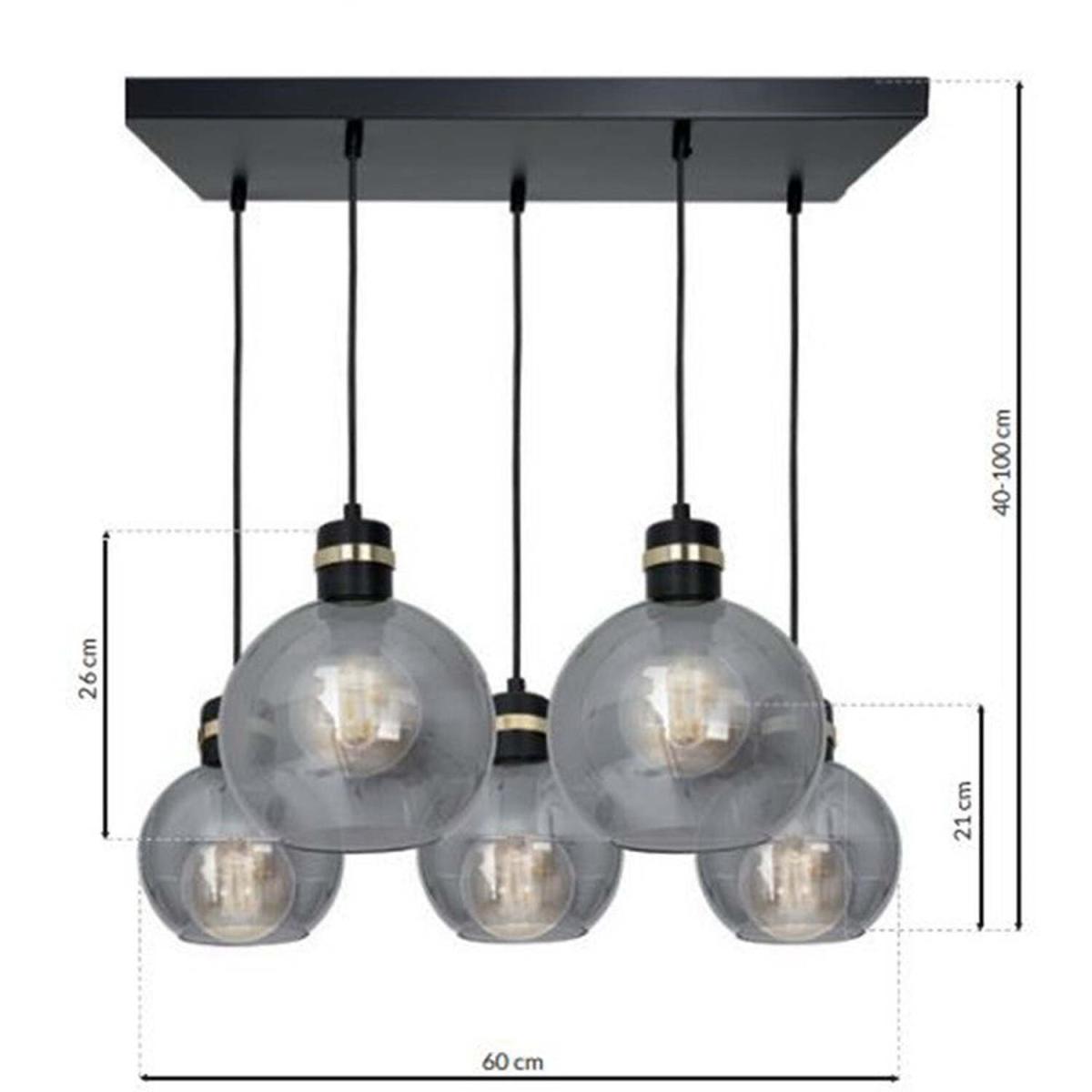 Milagro Pendant Lamp Omega Black  Gold 5XE27  Rectangle - Black / Gold – image 6