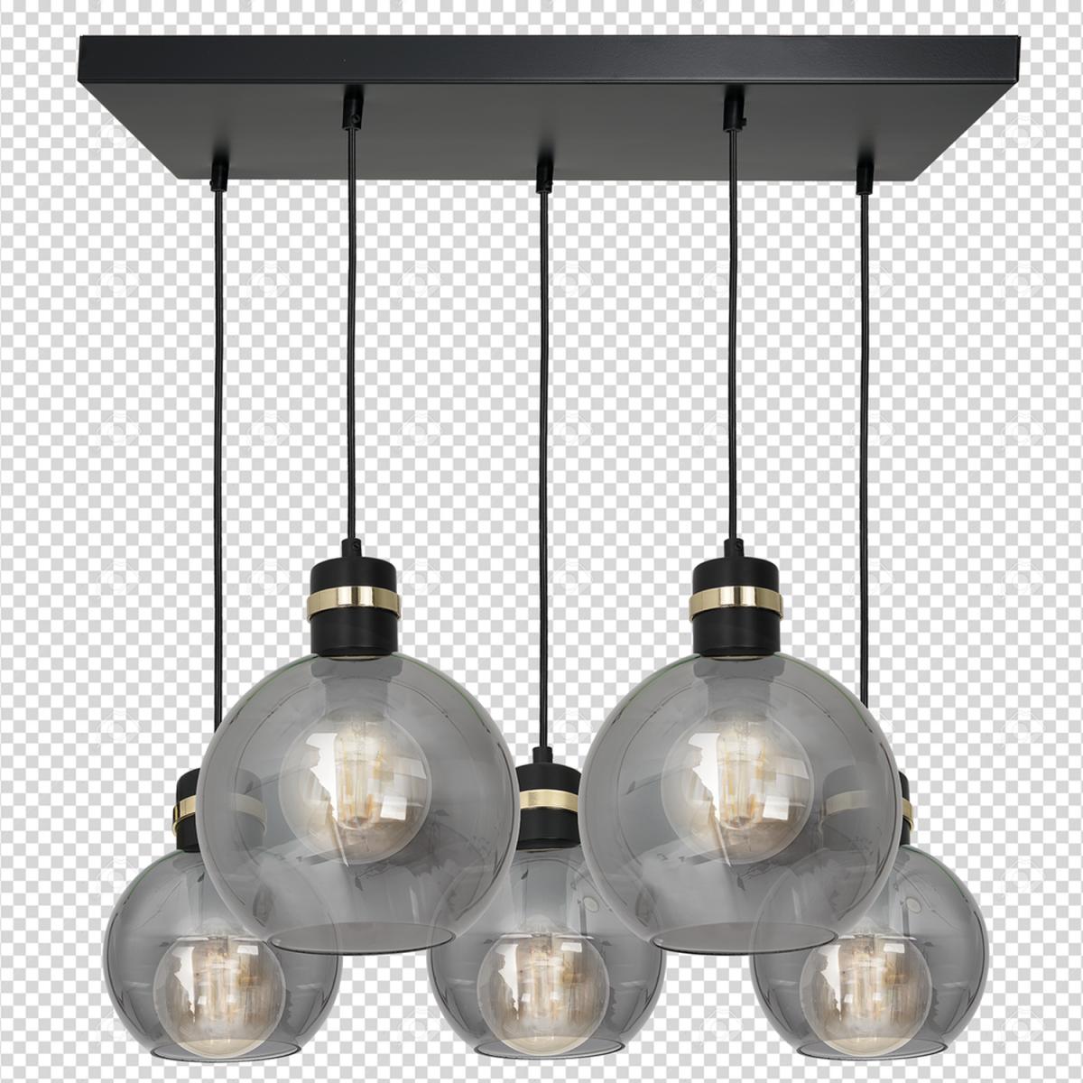 Milagro Pendant Lamp Omega Black  Gold 5XE27  Rectangle - Black / Gold – image 7
