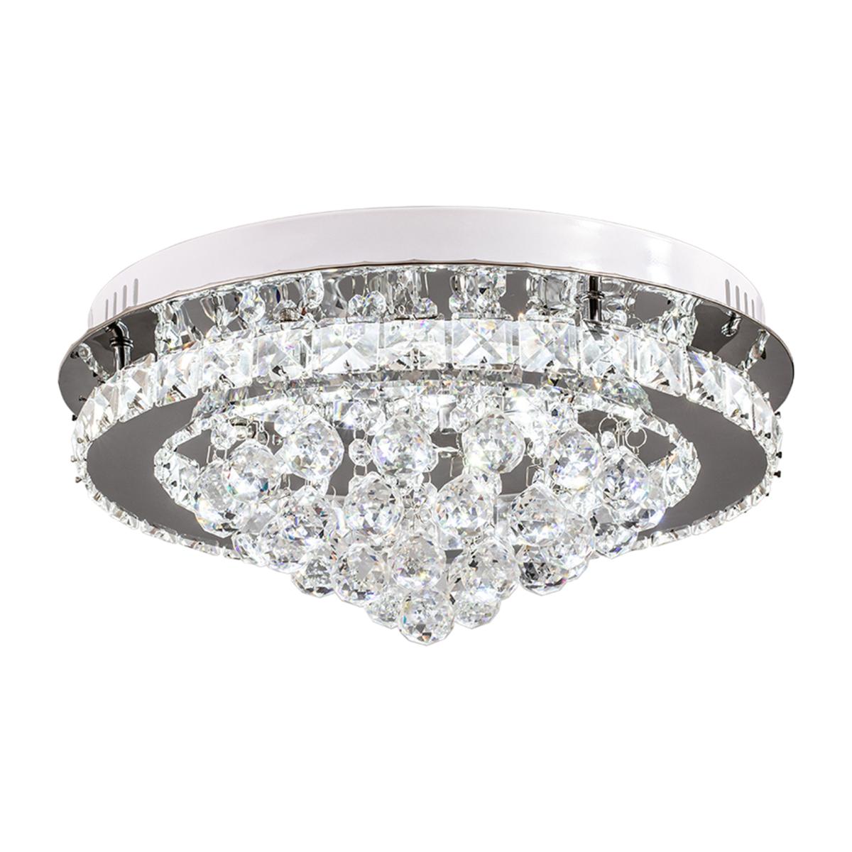HomeScape Crystal Round Ring Ceiling Light - Polished Chrome