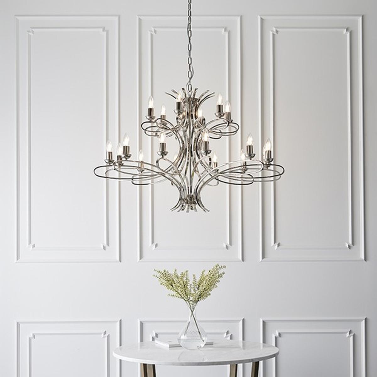 Penn 18 Light Chandelier Polished Nickel Plate Finish, E14 - Polished Nickel Plate – image 2