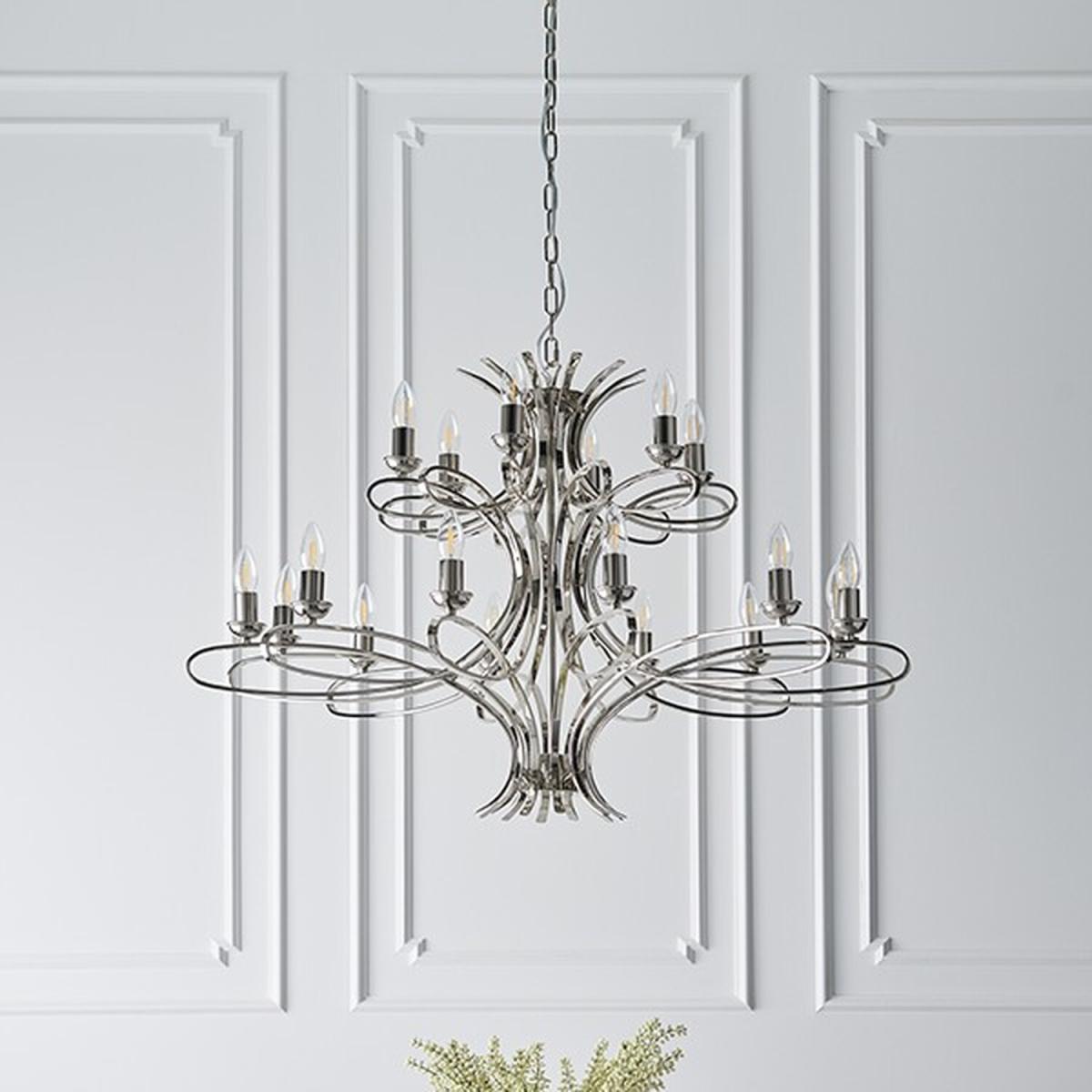 Penn 18 Light Chandelier Polished Nickel Plate Finish, E14 - Polished Nickel Plate – image 3