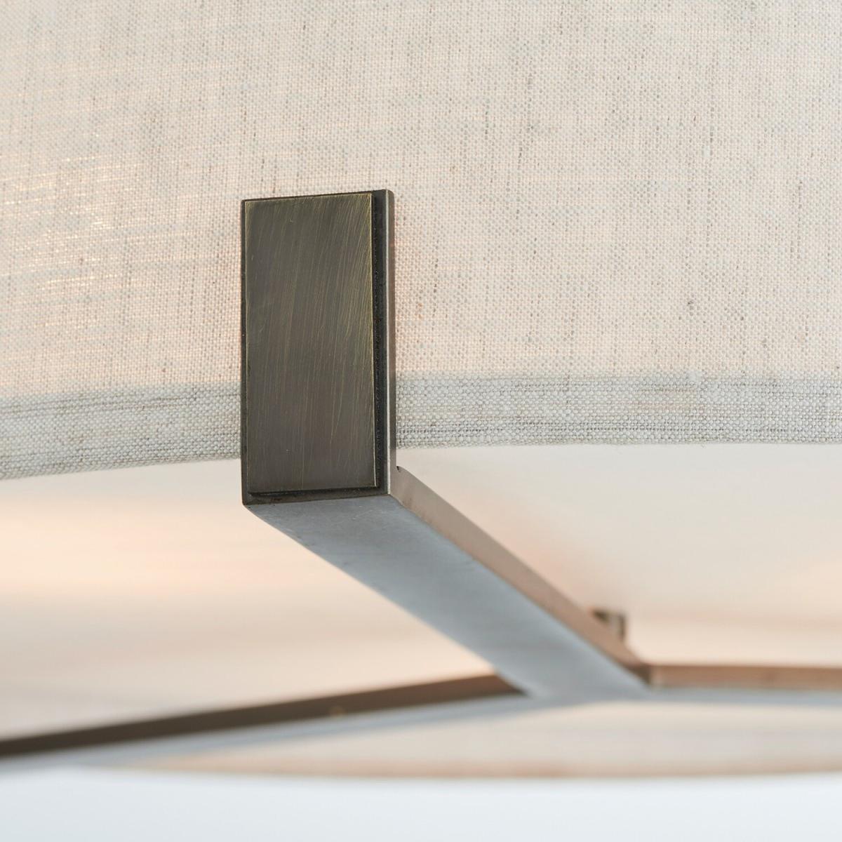 Hayfield Cylindrical Pendant Brushed Bronze Effect Plate  Natural Linen 3 Light - Brushed bronze effect plate & natural linen – image 3