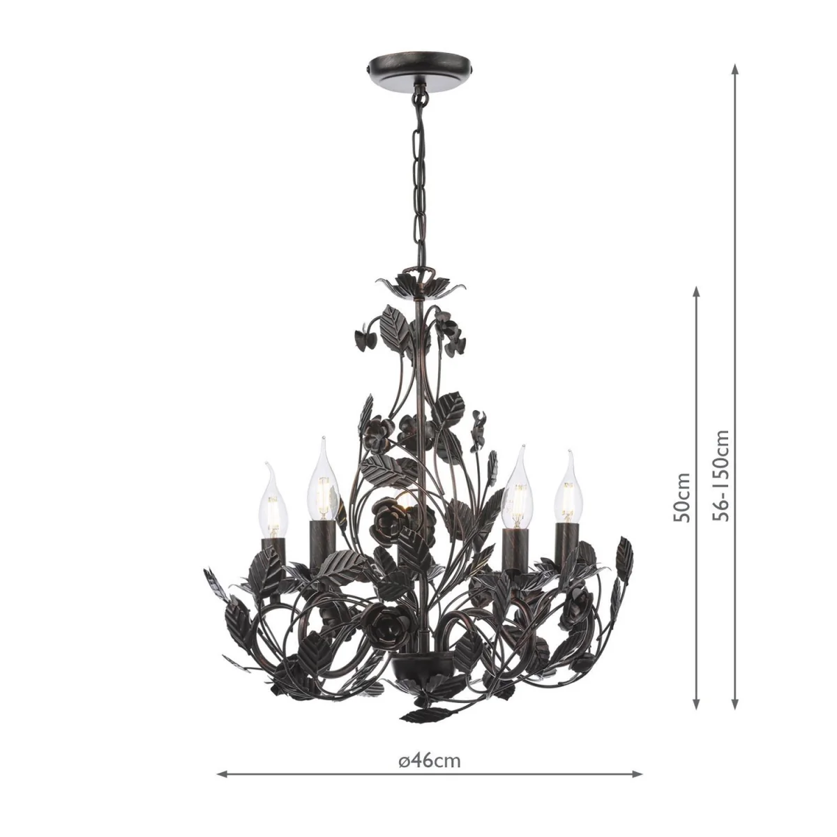 Priscilla 5 Light Pendant Matt Black Bronze – image 2