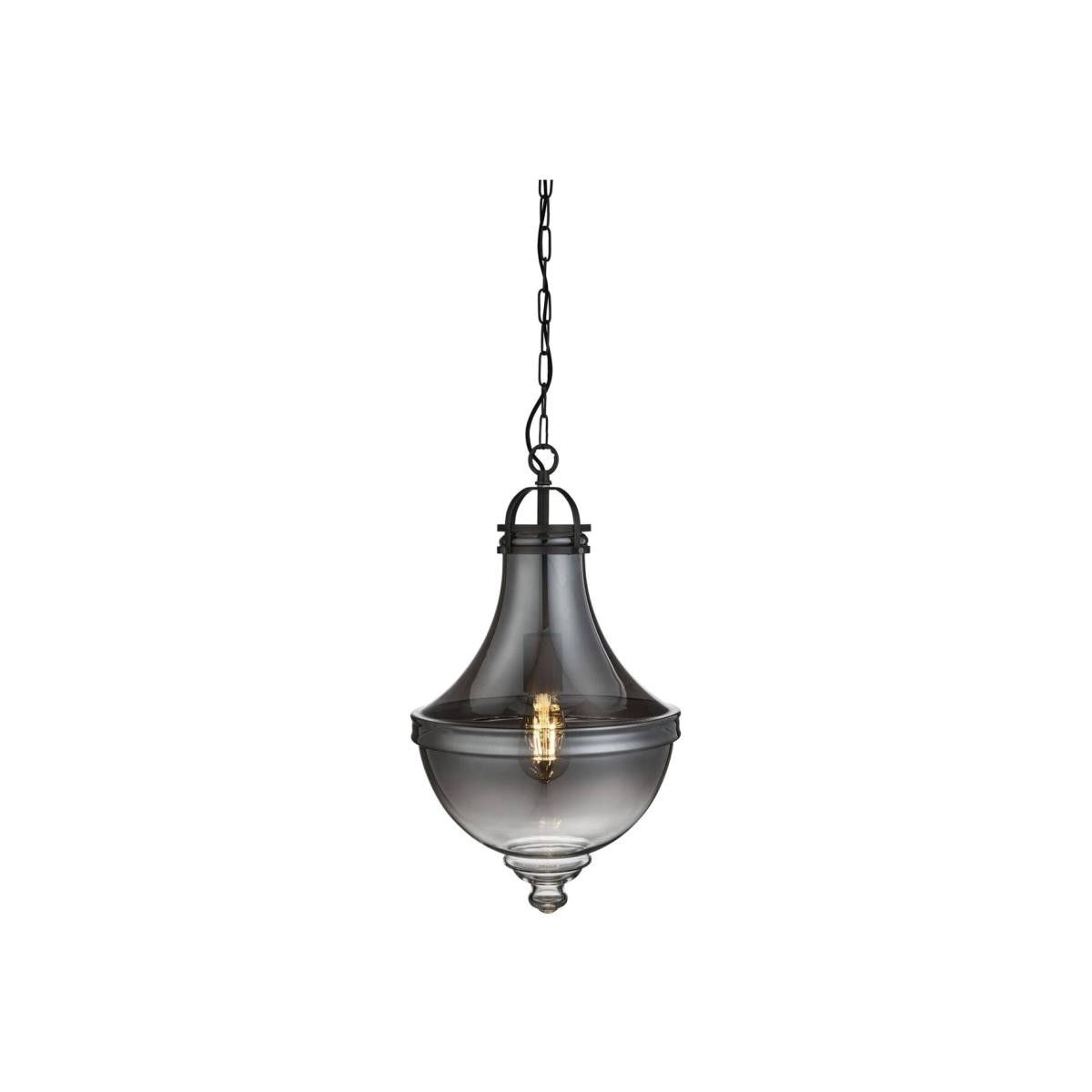 Cairo 1 Light Pendant Matt Pewter, Smoked Glass, E27 - Matt Pewter