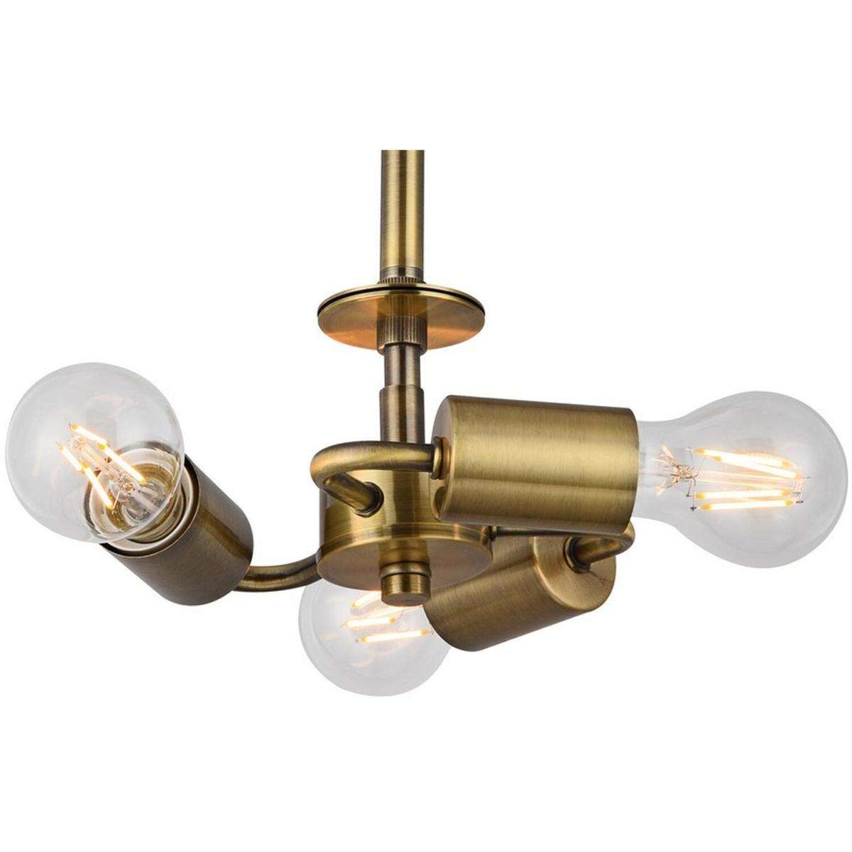 Baymont Antique Brass 3 Light E27 Semi Flush Ceiling Fixture - Antique Brass – image 3