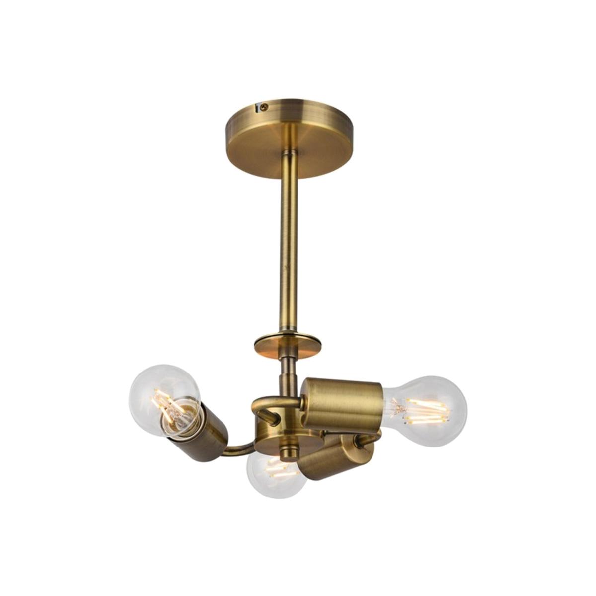 Baymont Antique Brass 3 Light E27 Semi Flush Ceiling Fixture - Antique Brass – image 1
