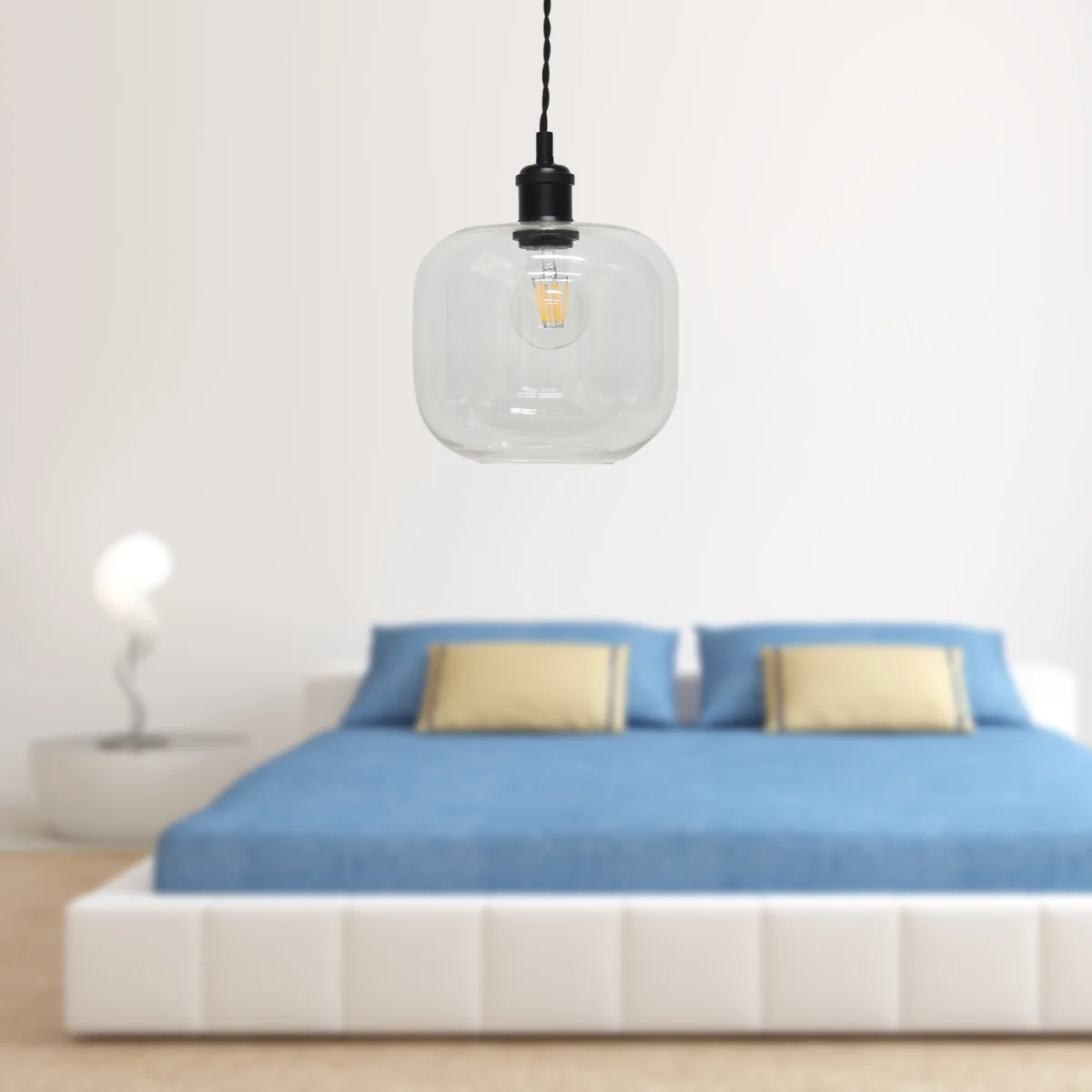 Bletch Clear Glass Black Retro Pendant Fitting - Black & Clear – image 3