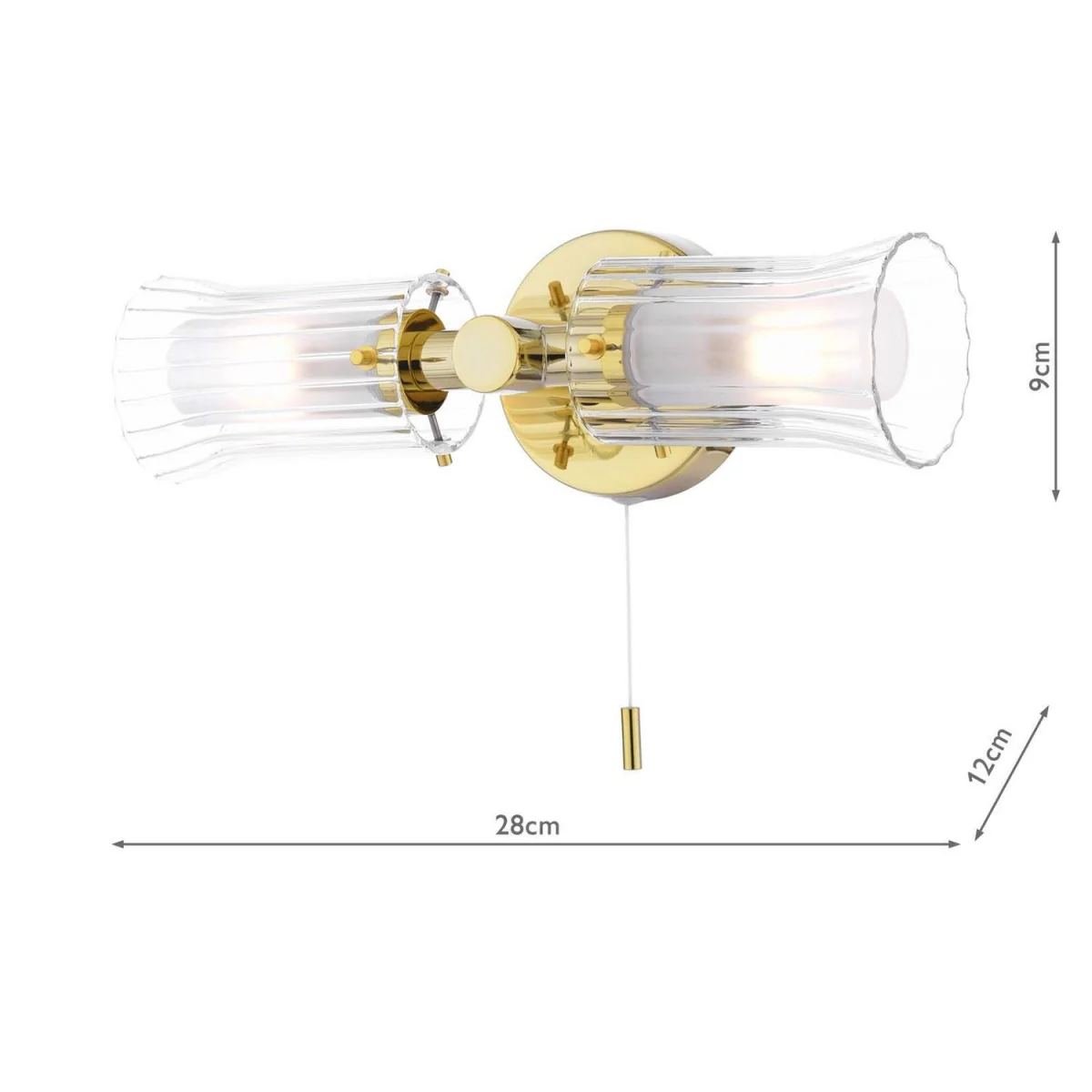 Elba 2 Light Bathroom Wall Light Polished Gold IP44 – image 2