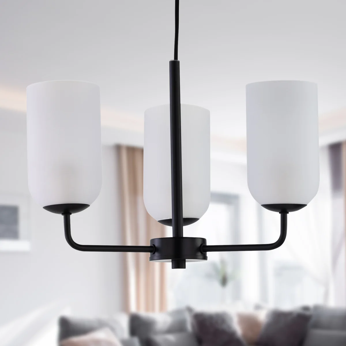 Victoria 3lt Ceiling Pendant Light - Black And Frosted Glass – image 4