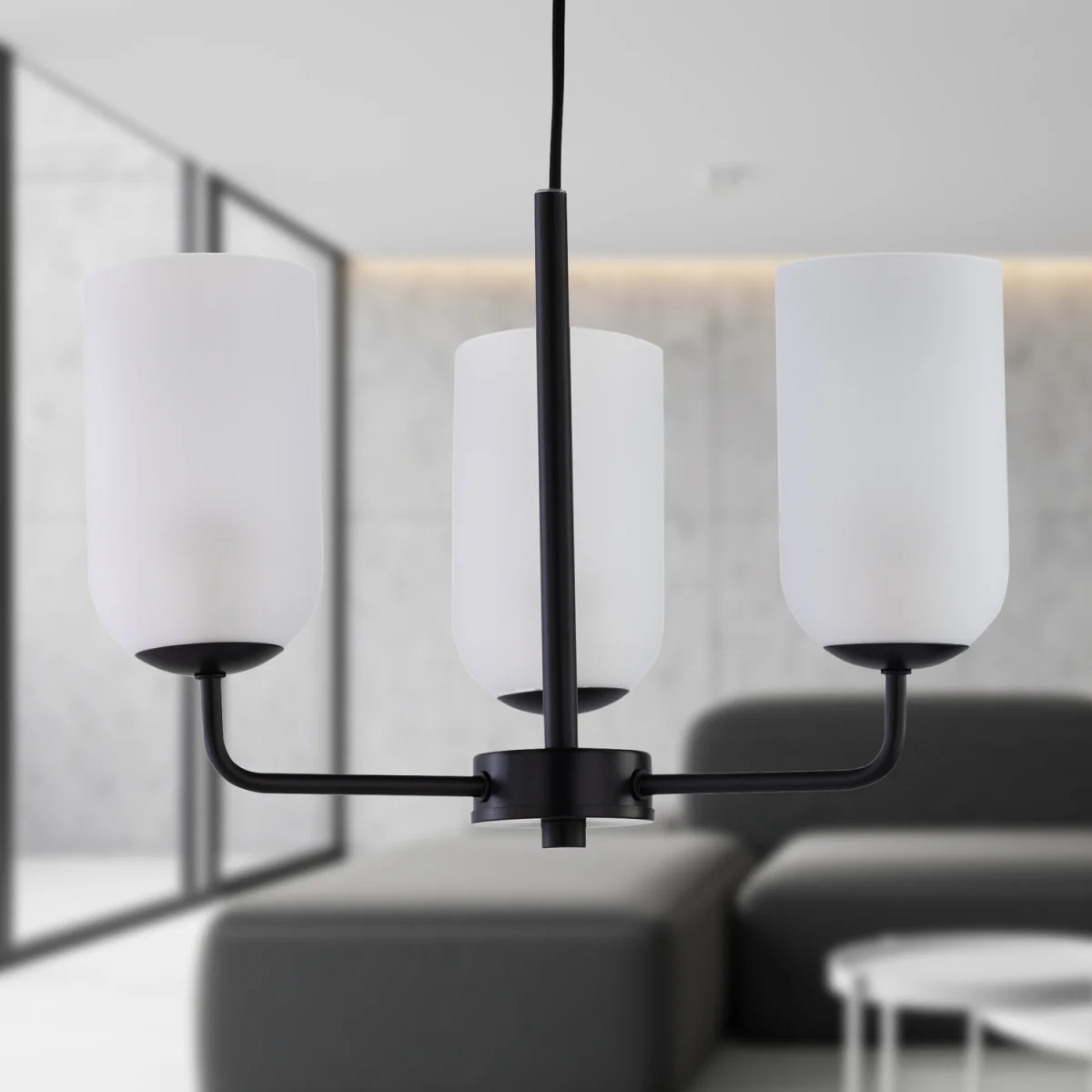 Victoria 3lt Ceiling Pendant Light - Black And Frosted Glass – image 5