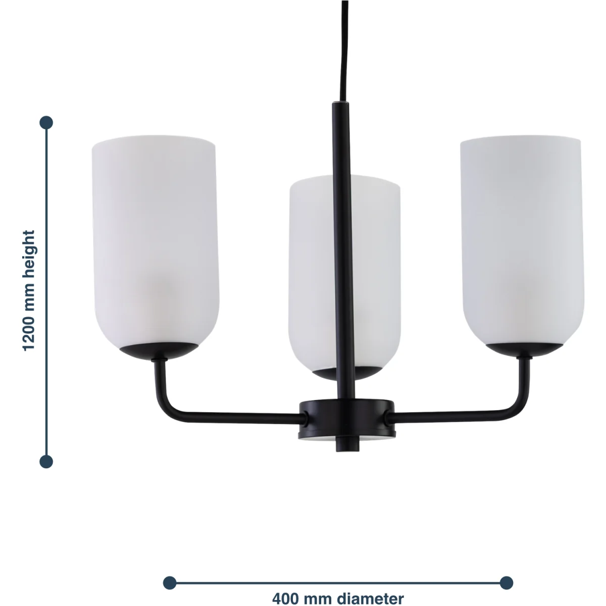 Victoria 3lt Ceiling Pendant Light - Black And Frosted Glass – image 6